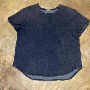 jane and delaney size 2xl dark blue fall denim short sleeve shirt